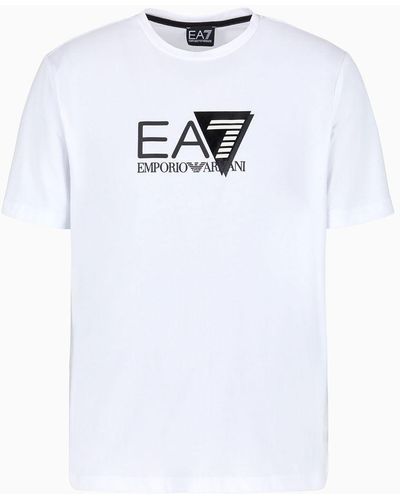 EA7 Visibility T-shirt Aus Recyceltem Stoff Und Baumwollstretch - Weiß