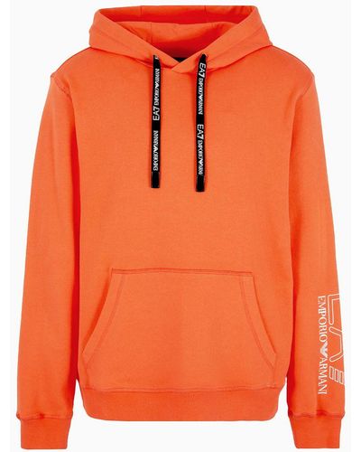 EA7 Unisex Core Identity Organic-cotton Hooded Sweatshirt - Orange