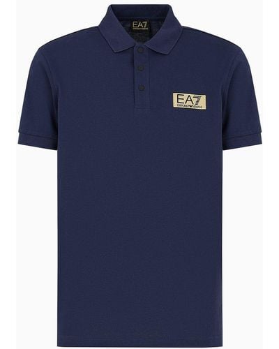EA7 Gold Label Poloshirt Aus Pima-baumwolle - Blau