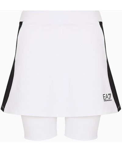 EA7 Tennis Pro Mini Skirt In Asv Ventus7 Technical Fabric - White