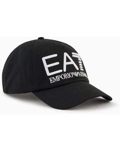 EA7 Logo Series Cotton Baseball Cap - Black