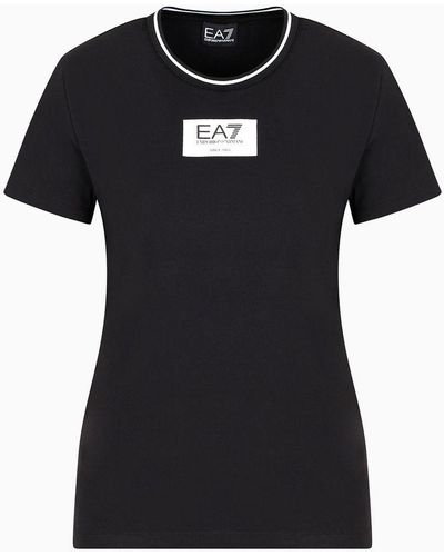 EA7 Asv Sporting Club T-shirt Mit Rundhalsausschnitt Aus Bio-baumwolle - Schwarz