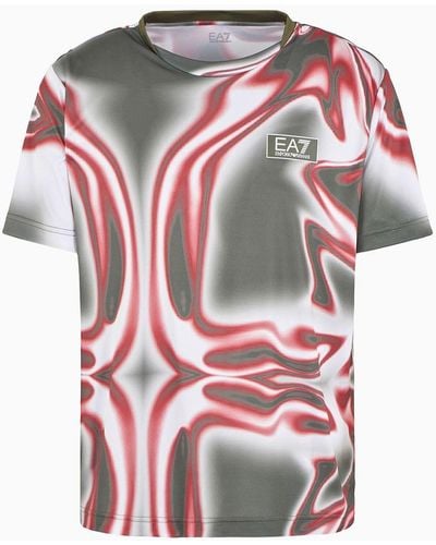 EA7 Tennis Pro Crew-neck T-shirt In Ventus7 Technical Fabric - White