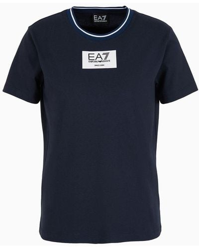 EA7 Sporting Club Crew-neck T-shirt In Asv Organic Cotton - Blue
