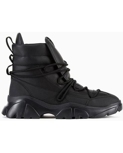 EA7 Hiking Boots With A Chunky Sole - Black