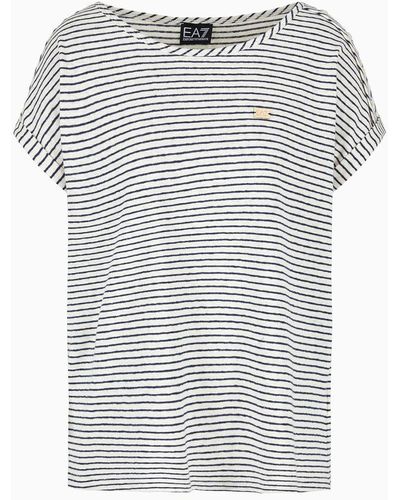 EA7 Costa Smeralda Cotton And Linen Boat-neck T-shirt - Grey