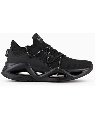 EA7 Knit And Nubuck Infinity Trainers - Black