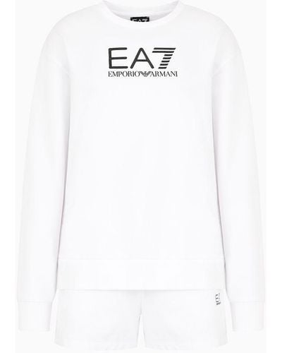 EA7 Shiny Stretch-cotton Tracksuit - White