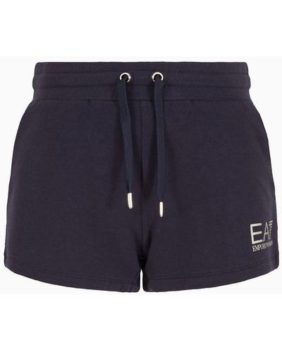 EA7 Stretch-cotton Core Lady Shorts - Blue