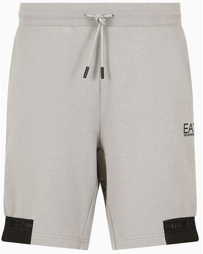 EA7 Logo Series Cotton Board Shorts - Grey