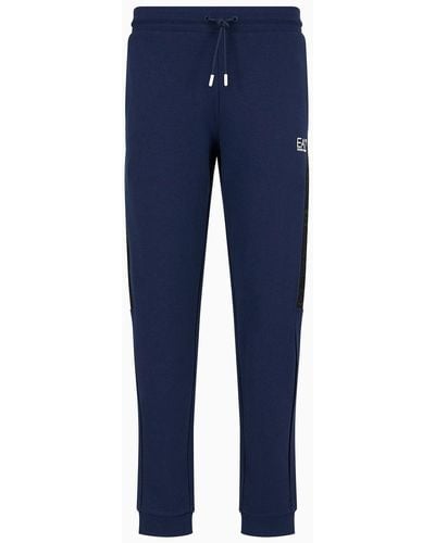 EA7 Logo Series Jogginghose Aus Baumwolle - Blau