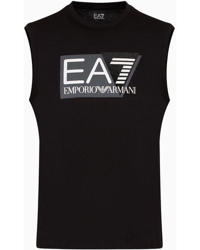 EA7 Lux Identity Modal-blend Crew-neck T-shirt - Black