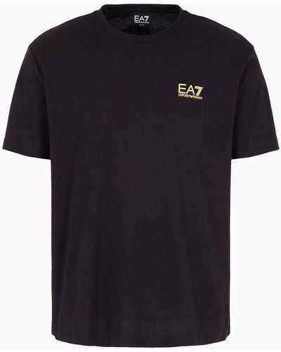 EA7 T-shirt Girocollo Logo Series In Jersey Di Cotone - Nero