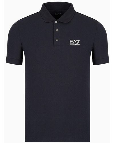 EA7 Core Identity Stretch-cotton Polo Shirt - Blue