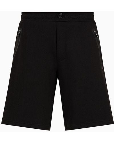 EA7 Cotton-blend Athletic Mix Bermuda Shorts - Black