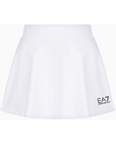 EA7 Tennis Pro Mini Skirt In Ventus7 Technical Fabric - White