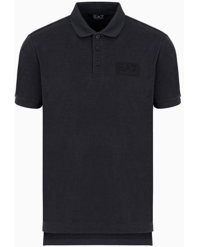 EA7 Lux Identity Modal-blend Polo Shirt - Black