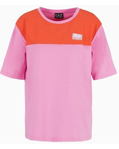 EA7 Contemporary Sport T-shirt Mit Rundhalsausschnitt Aus Baumwolle - Pink