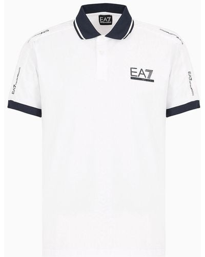 EA7 Tennis Club Poloshirt Aus Baumwollstretch-jersey - Weiß
