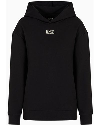 EA7 Cotton-blend Hooded Logo Series Sweatshirt - Black