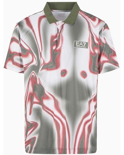 EA7 Tennis Pro Polo Shirt In Ventus7 Technical Fabric - Pink