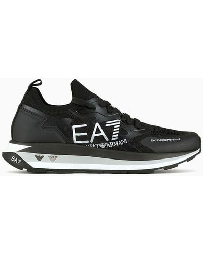 EA7 Black & White Altura Knit Sneaker - Schwarz