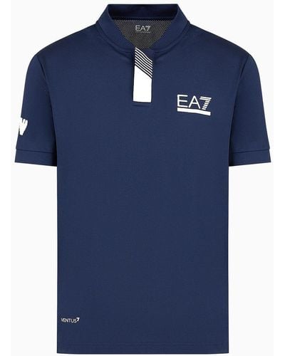 EA7 Tennis Pro Poloshirt Serafino Aus Ventus7-funktionsgewebe - Blau
