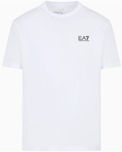 EA7 T-shirt Girocollo Logo Series In Jersey Di Cotone - Bianco