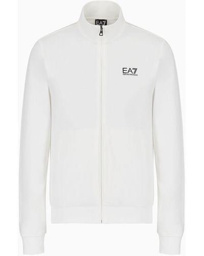 EA7 Core Identity Sweatshirt Aus Baumwolle - Weiß