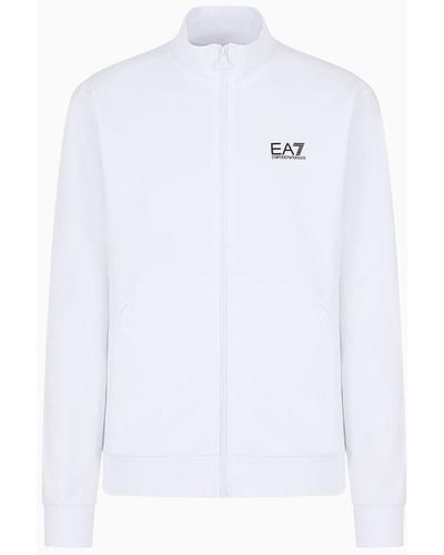 EA7 Felpa Con Zip Visibility In Cotone - Bianco
