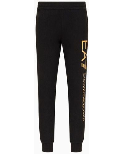 EA7 Logo Series Jogginghose Aus Baumwolle - Schwarz