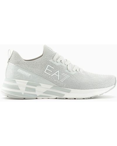 EA7 Crusher Distance Knit Sneakers - White