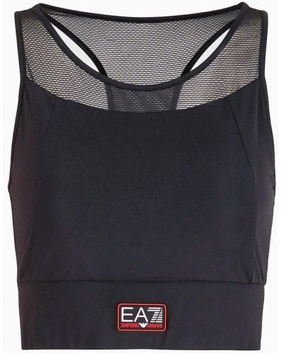 EA7 Dynamic Athlete Sports Bra In Asv Ventus7 Technical Fabric - Black