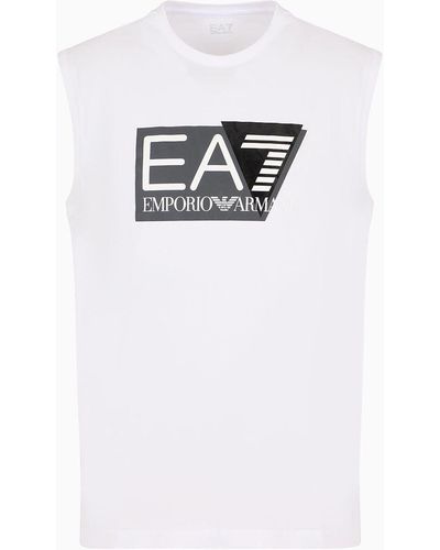 EA7 Lux Identity Modal-blend Crew-neck T-shirt - White