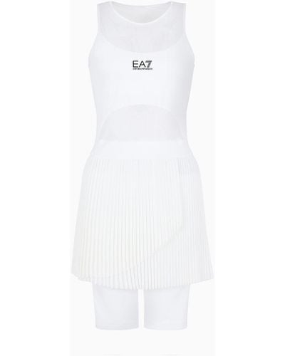 EA7 Tennis Pro Kleid Aus Ventus7-funktionsgewebe - Weiß
