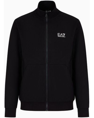 EA7 Visibility Sweatshirt Mit Reißverschluss Aus Baumwolle - Schwarz