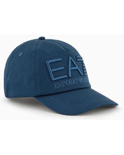 EA7 Logo Series Cotton Baseball Cap - Blue