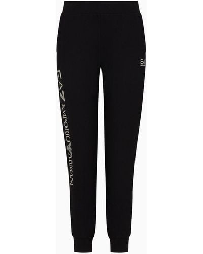 EA7 Shiny Stretch-cotton Sweatpants - Black