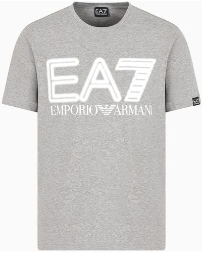 EA7 Logo Series Stretch-cotton Short-sleeved T-shirt - Grey