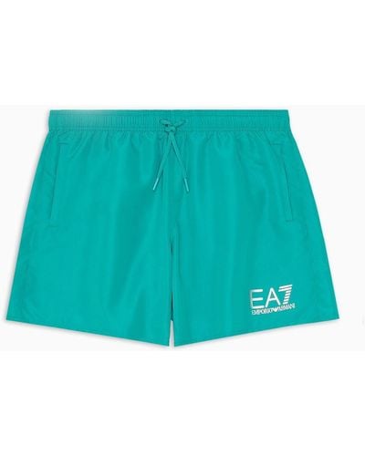 EA7 Swim Trunks With Logo - Green