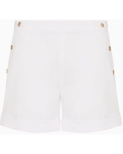 EA7 Costa Smeralda Shorts Aus Baumwollstretch - Weiß