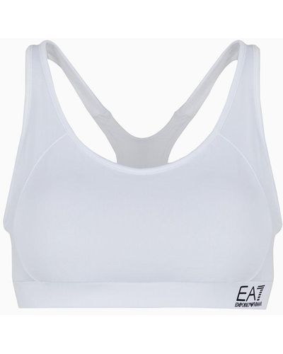 EA7 Tennis Pro Sports Bra In Ventus7 Technical Fabric - White