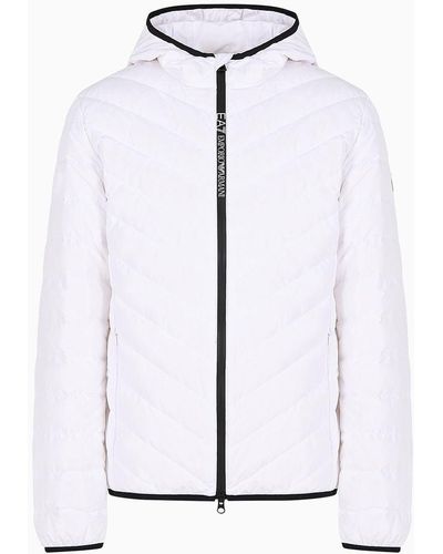 EA7 Premium Shield Packable Puffer Jacket With Hood - White