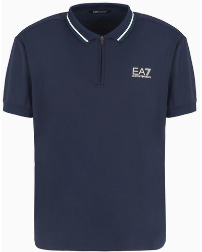 EA7 Stretch Piqué Golf Pro Polo Shirt - Blue