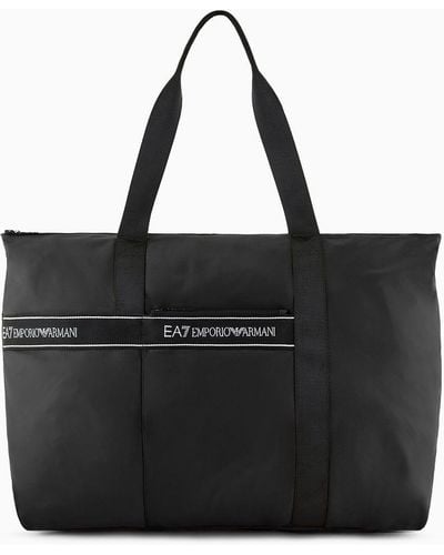 EA7 Packable Technical Fabric Shopper Bag - Black