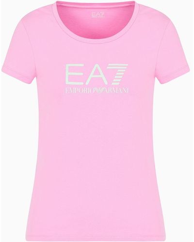 EA7 Stretch-cotton Shiny T-shirt - Pink
