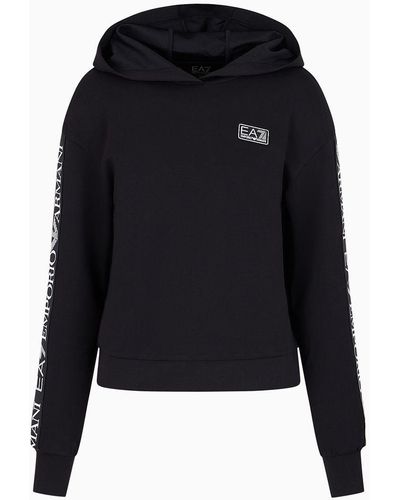 EA7 Dynamic Athlete Hooded Sweatshirt In Asv Natural Ventus7 Technical Fabric - Black