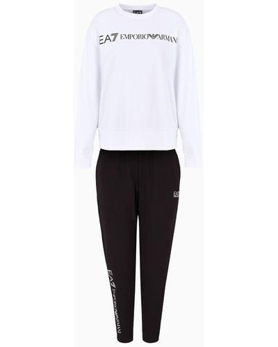 EA7 Stretch-cotton Tracksuit With Logo - White