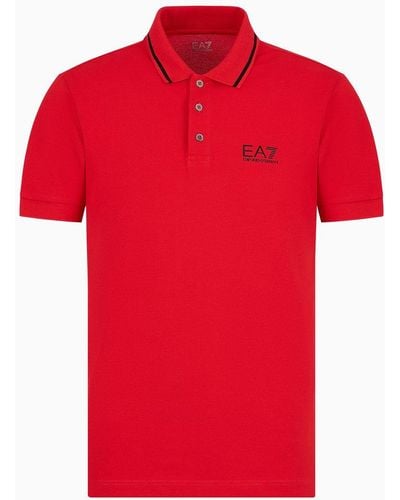 EA7 Core Identity Poloshirt Aus Baumwollpikee Mit Stretchanteil - Rot