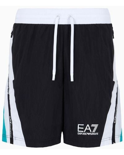 EA7 Asv Tennis Club Shorts Aus Recyceltem Stoff - Schwarz